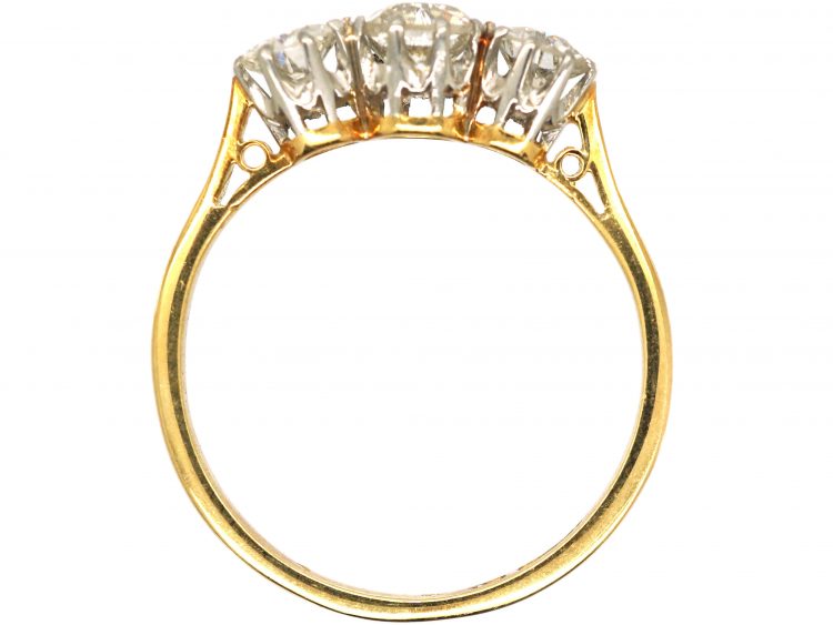 Early 20th Century 18ct Gold & Platinum, Three Stone Diamond Ring