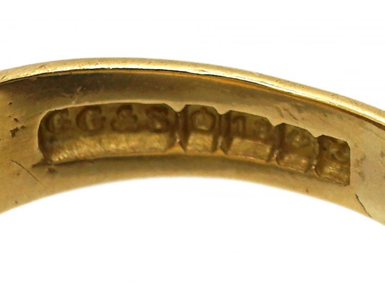 18ct Gold Signet ring with Engraved Dog by Charles Green & Sons