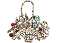 Edwardian Silver, Marcasite & Coloured Paste Giardinetti Brooch