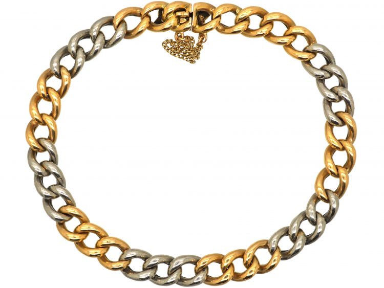 Edwardian 18ct Gold & Platinum Curb Bracelet