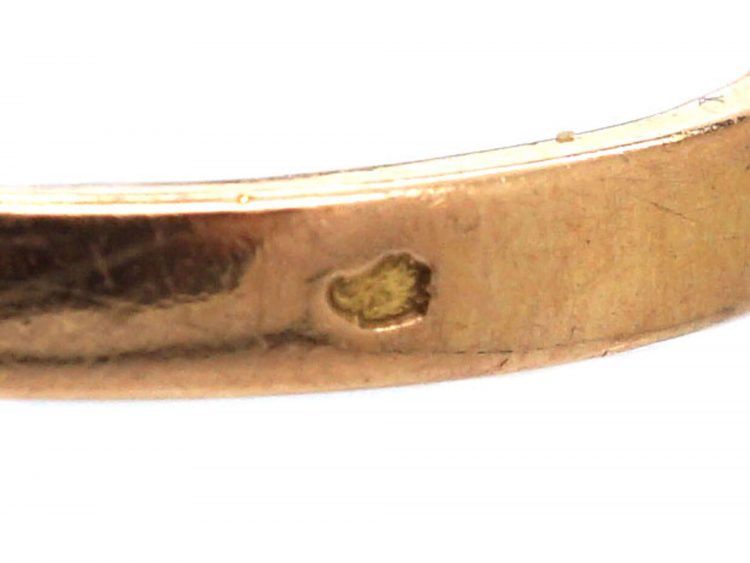 French Art Nouveau 18ct Gold & Diamond Three Leaf Clover Ring