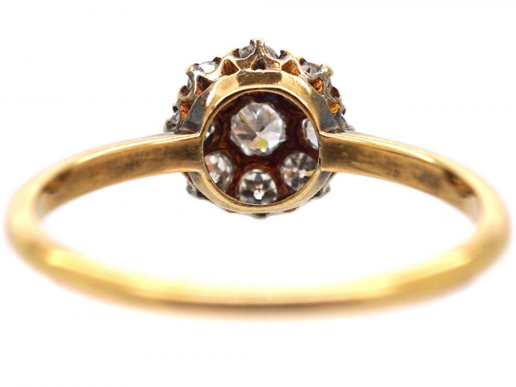 Edwardian 18ct Gold Diamond Daisy Cluster Ring