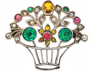 Edwardian Silver & Paste Giardinetti Brooch