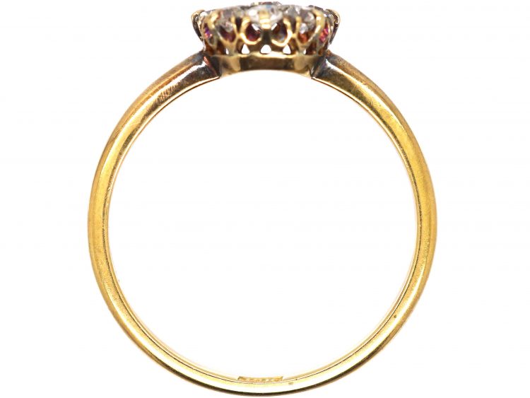 Edwardian 18ct Gold Diamond Daisy Cluster Ring