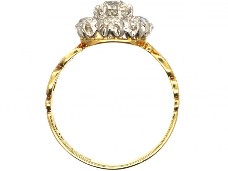 Edwardian 18ct Gold & Platinum Diamond Cluster Ring