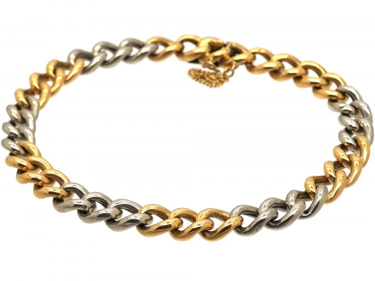 Edwardian 18ct Gold & Platinum Curb Bracelet