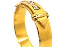 Victorian 18ct Gold Buckle Ring set with Three Diamonds