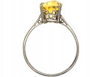 Art Deco 18ct White Gold Ring set with a Yellow Sapphire
