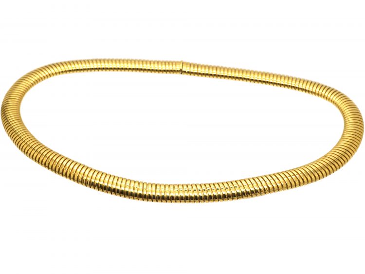 French Retro 18ct Gold Flexible Tubo-Gas Collar