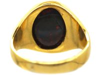Victorian 18ct Gold Signet Ring set with a Bloodstone with Dolphin Intaglio