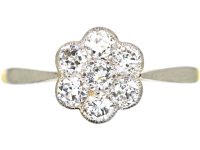 Edwardian 18ct Gold & Platinum Diamond Cluster Ring