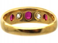 Victorian 18ct Gold, Ruby & Diamond Five Stone Ring