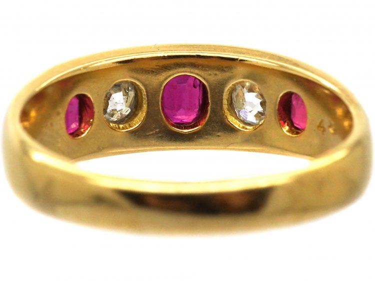 Victorian 18ct Gold, Ruby & Diamond Five Stone Ring