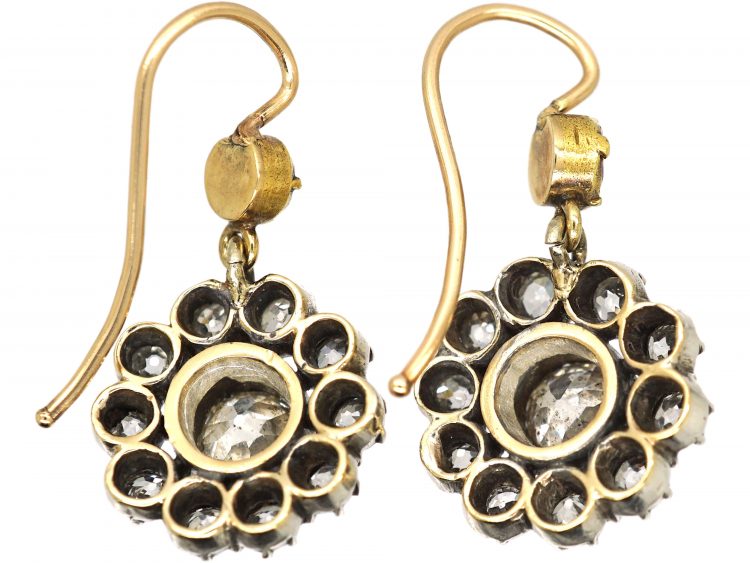 William IV Diamond Cluster Earrings with Ruby Above