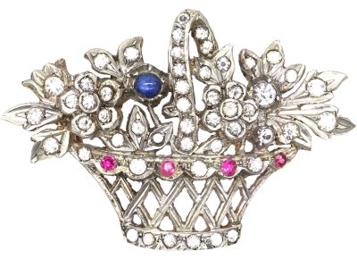 Edwardian Silver & Paste Giardinetti Brooch