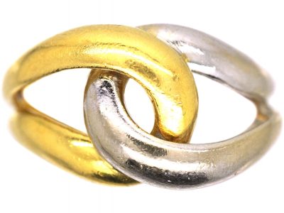 French 18ct White & Yellow Gold Knot Ring