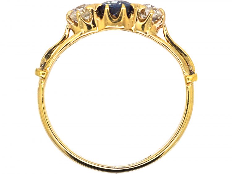 Edwardian 18ct Gold, Sapphire & Diamond Three Stone Ring