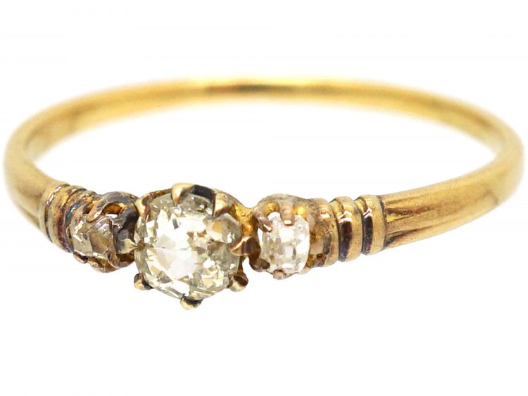Victorian 18ct Gold, Three Stone Old Mine Cut Diamond Ring