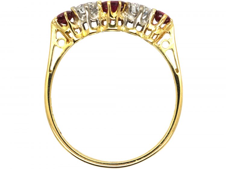 18ct Gold, Ruby & Diamond Five Stone Ring