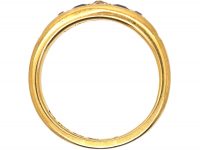 Victorian 18ct Gold Boat Shaped Ring set with Sapphires & Diamonds