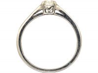18ct White Gold Diamond Solitaire Ring with Princess Cut Diamond Shoulders