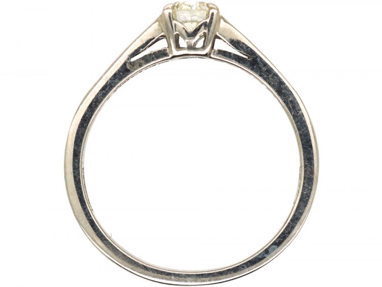 18ct White Gold Diamond Solitaire Ring with Princess Cut Diamond Shoulders