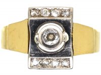 Retro 18ct White & Yellow Gold Ring set with Diamonds