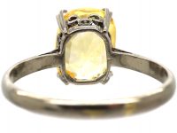 Art Deco 18ct White Gold Ring set with a Yellow Sapphire