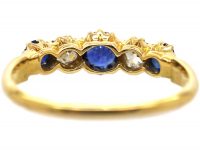 Edwardian 18ct Gold, Sapphire & Diamond Five Stone Ring