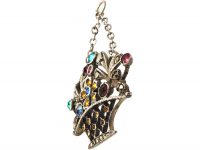 Edwardian Silver, Marcasite & Coloured Paste Giardinetti Pendant