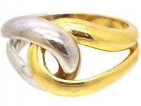 French 18ct White & Yellow Gold Knot Ring