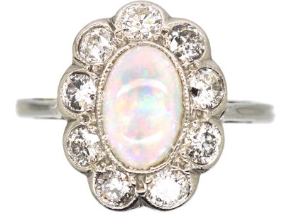 Early 20th Century Opal & Diamond Cluster Ring