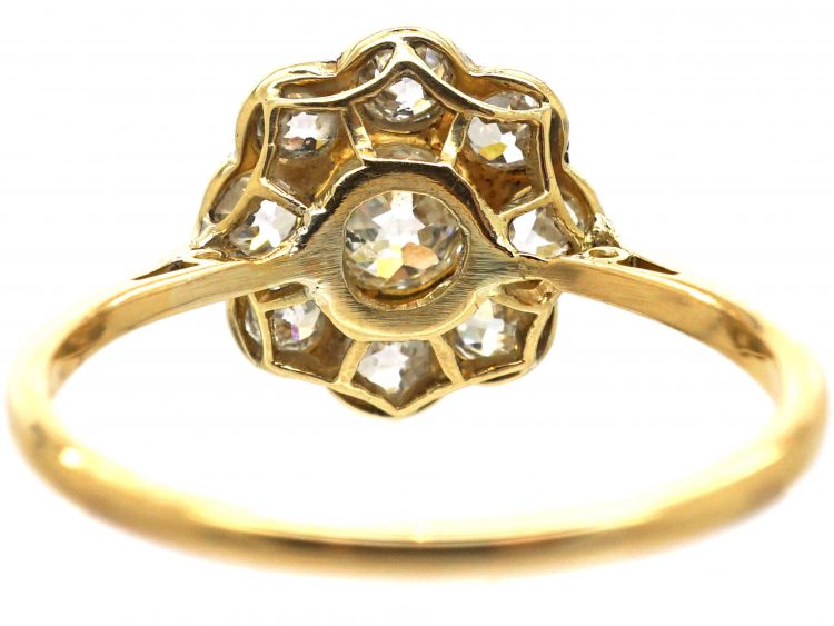 Edwardian 18ct Gold & Platinum, Diamond Daisy Cluster Ring