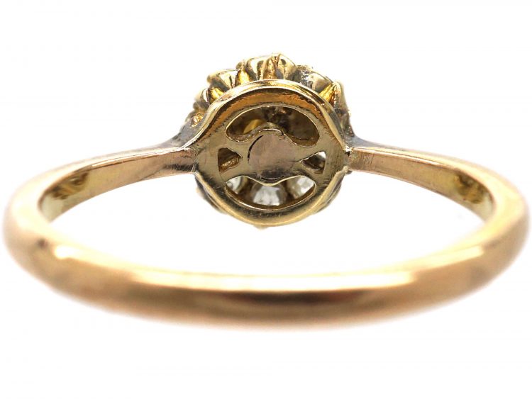 Edwardian 9ct Gold, Rose Diamond & Natural Pearl Cluster Ring