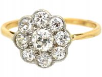 Edwardian 18ct Gold & Platinum, Diamond Daisy Cluster Ring