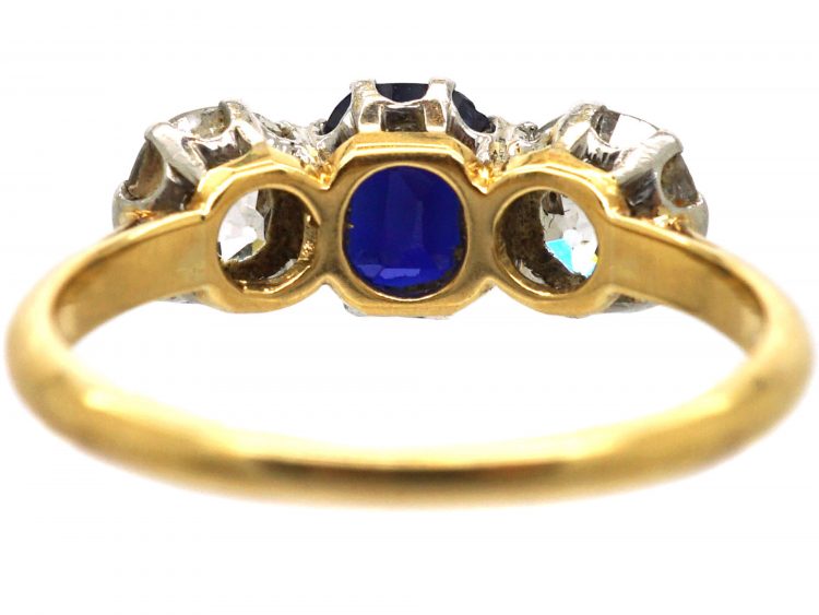 Early 20th Century 18ct Gold, Sapphire & Diamond Three Stone Ring