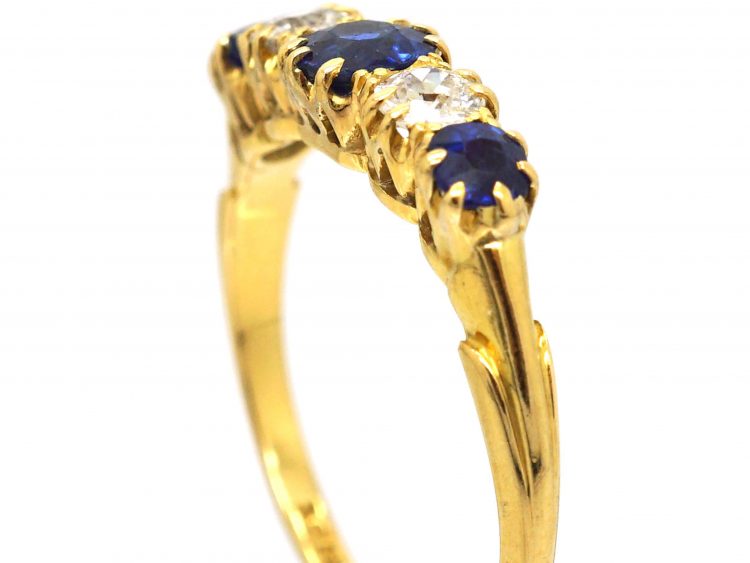 Edwardian 18ct Gold, Sapphire & Diamond Five Stone Ring