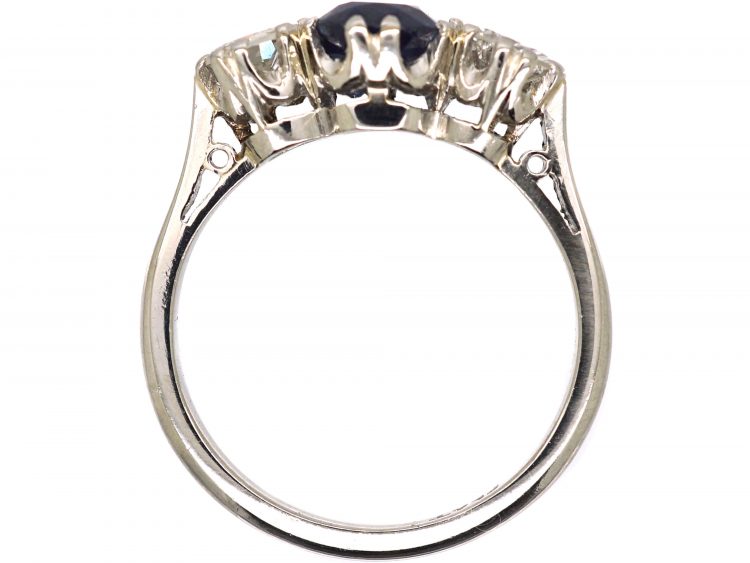 Art Deco Platinum, Sapphire & Diamond Three Stone Ring