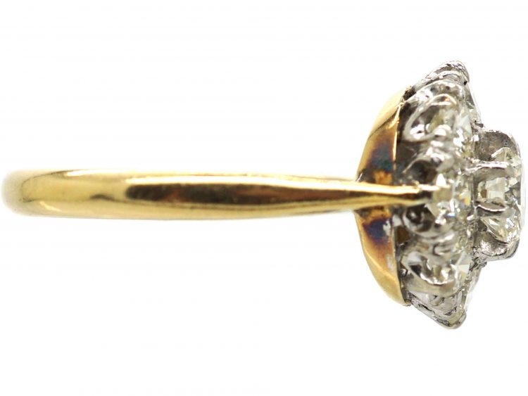 1950s 18ct Gold & Platinum, Diamond Cluster Ring