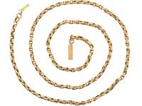 Victorian 9ct Gold Faceted Chain with Barrel Clasp