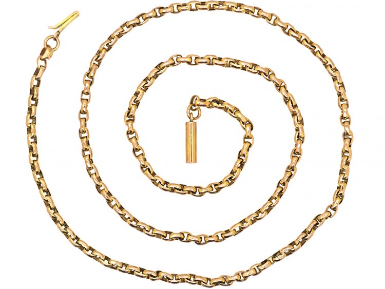 Victorian 9ct Gold Faceted Chain with Barrel Clasp