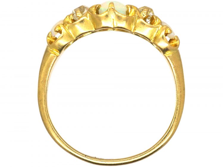 Victorian 18ct Gold, Opal & Diamond Five Stone Ring