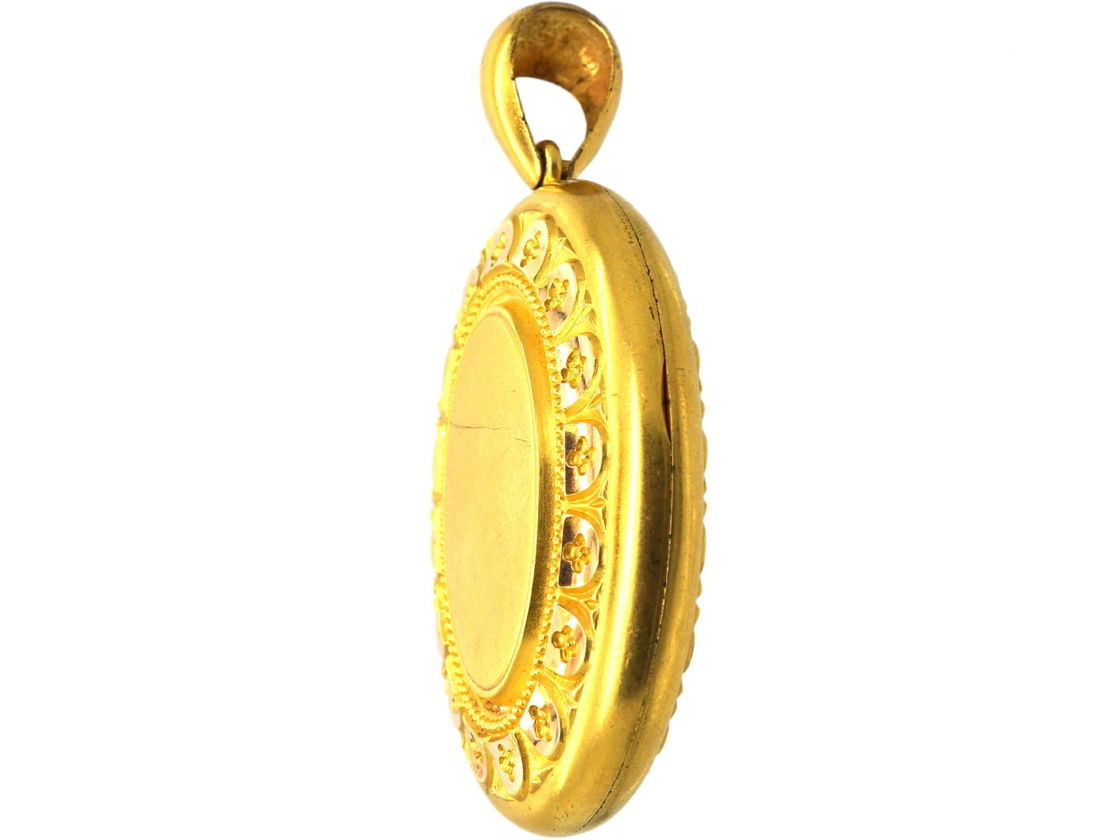 Victorian 15ct Gold Oval Locket (65T) | The Antique Jewellery Company