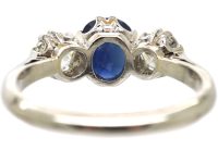 Art Deco Platinum, Sapphire & Diamond Three Stone Ring