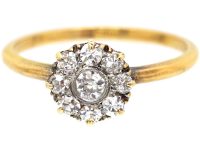 Edwardian 18ct Gold Diamond Daisy Cluster Ring