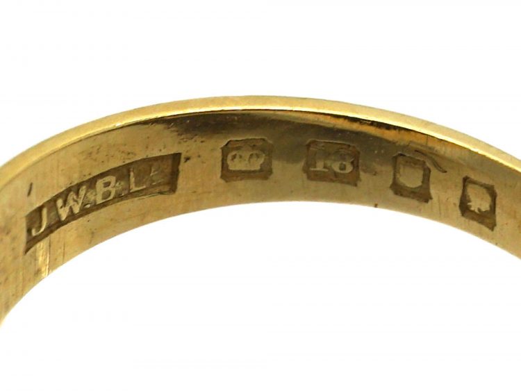 Victorian 18ct Gold Signet Ring set with a Bloodstone with Dolphin Intaglio