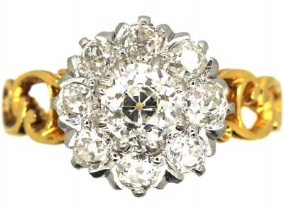 Edwardian 18ct Gold & Platinum Diamond Cluster Ring