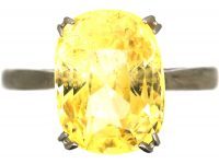 Art Deco 18ct White Gold Ring set with a Yellow Sapphire