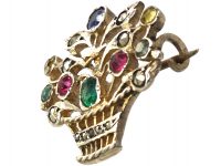 Edwardian Silver, Marcasite & Coloured Paste Giardinetti Brooch