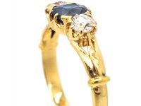 Edwardian 18ct Gold, Sapphire & Diamond Three Stone Ring